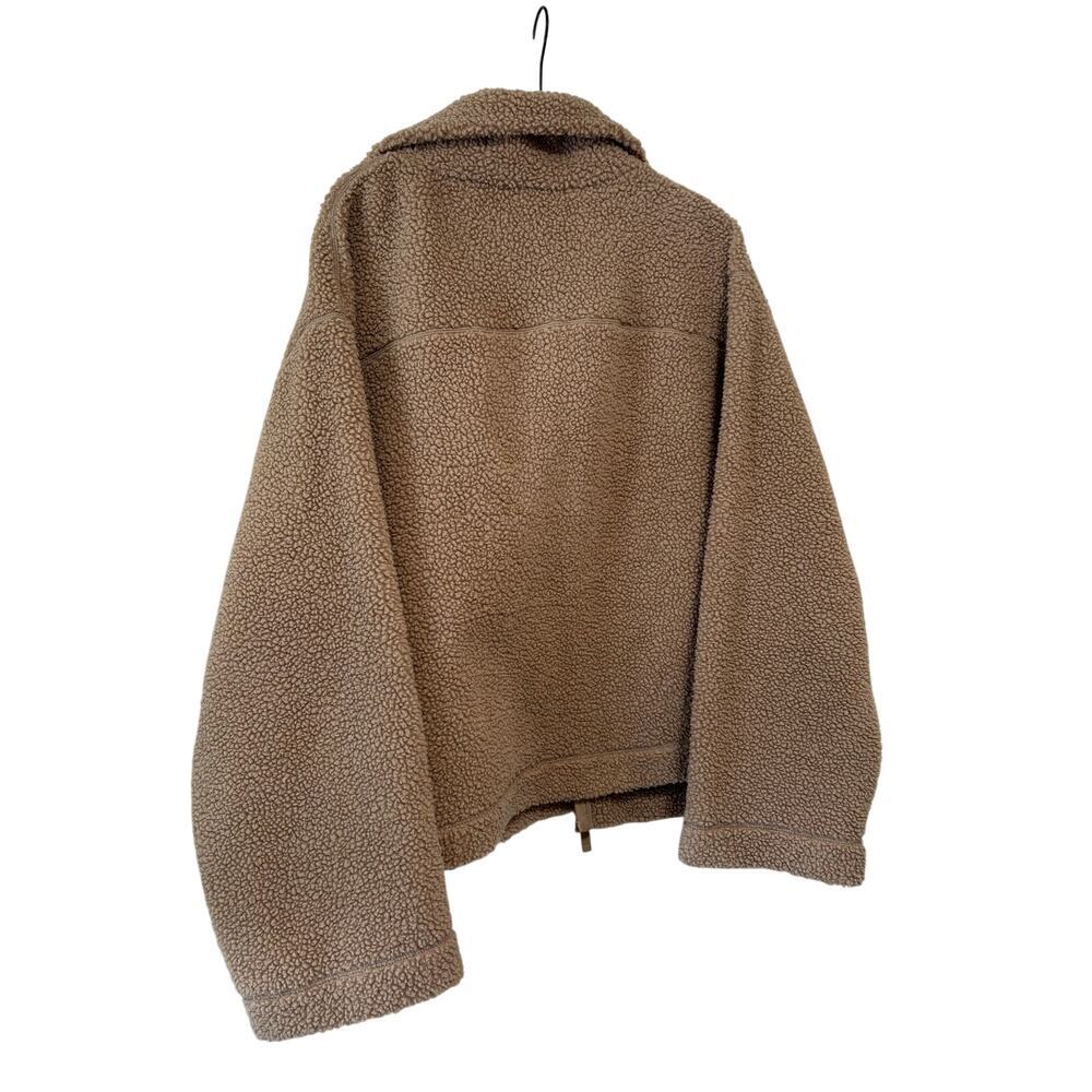 H&M Teddy Fleece Jacket Women’s XXL Brown Full Zip Sherpa Oversized Cozy - Picture 9 of 11